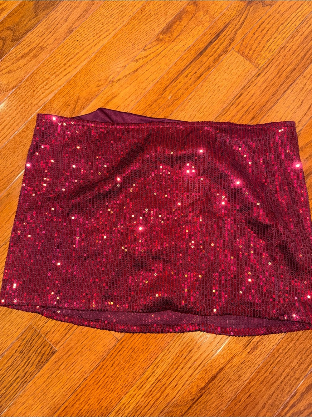 Edikted Red Sequin Mini Skirt